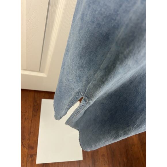 Vintage Denim Maxi Jean Dress Size 10 Short Sleeve Prairie Modest Boho Casual - Picture 7 of 8